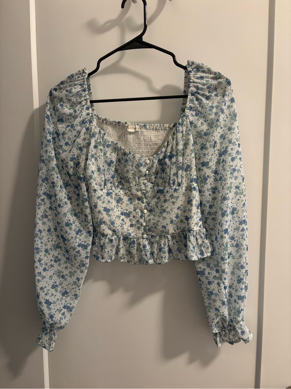 Blu Pepper Blue Floral Button-Front Peasant Blouse